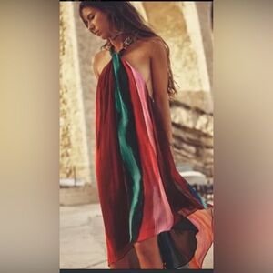 SARAH COLORFUL HALTER DRESS